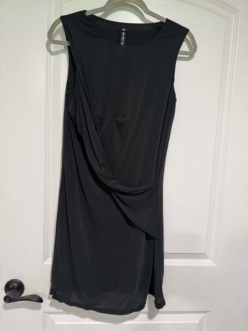 Minimalist Draped Sleeveless Midi Dress Black Office Quiet Luxury Chic